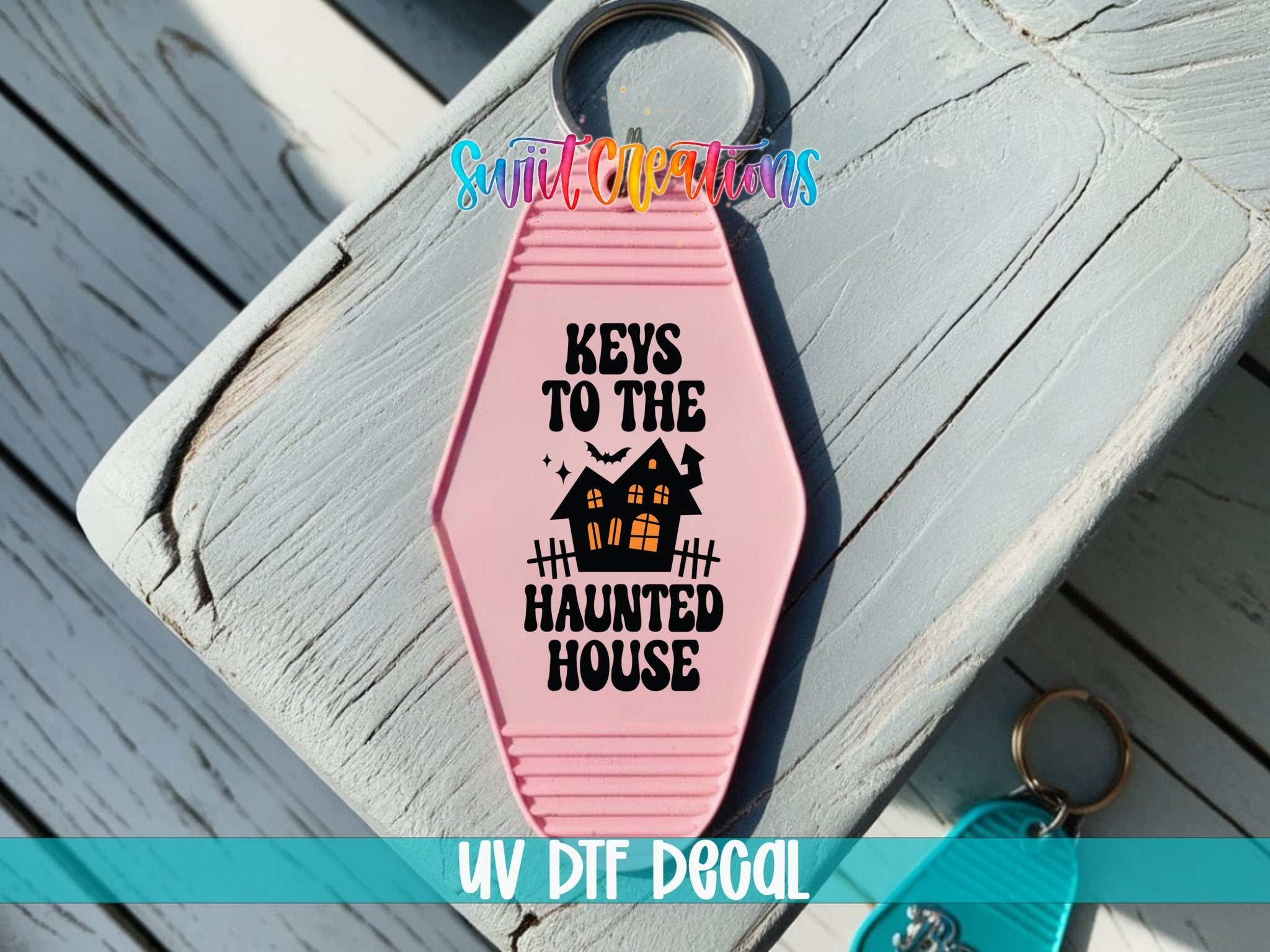 Keys To The Haunted House Motel Keychain UV DTF Transfer | Halloween Spooky Decal | MK2118 - Swiit Creations