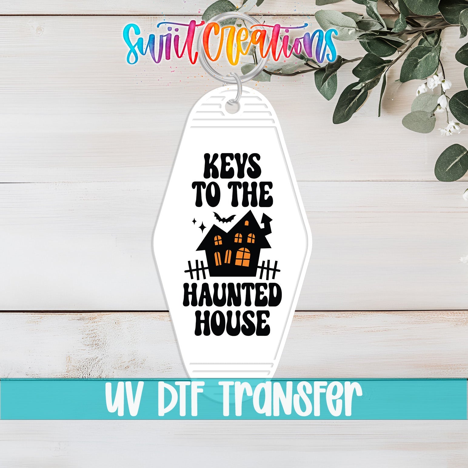 Keys To The Haunted House Motel Keychain UV DTF Transfer | Halloween Spooky Decal | MK2118 - Swiit Creations
