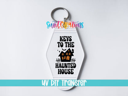Keys To The Haunted House Motel Keychain UV DTF Transfer | Halloween Spooky Decal | MK2118 - Swiit Creations
