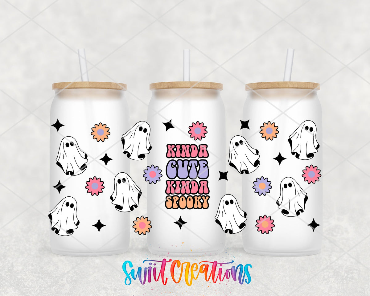 Kinda Cute Kinda Spooky Ghost UV DTF Transfer Tumbler Wrap | DTF125 - Swiit Creations