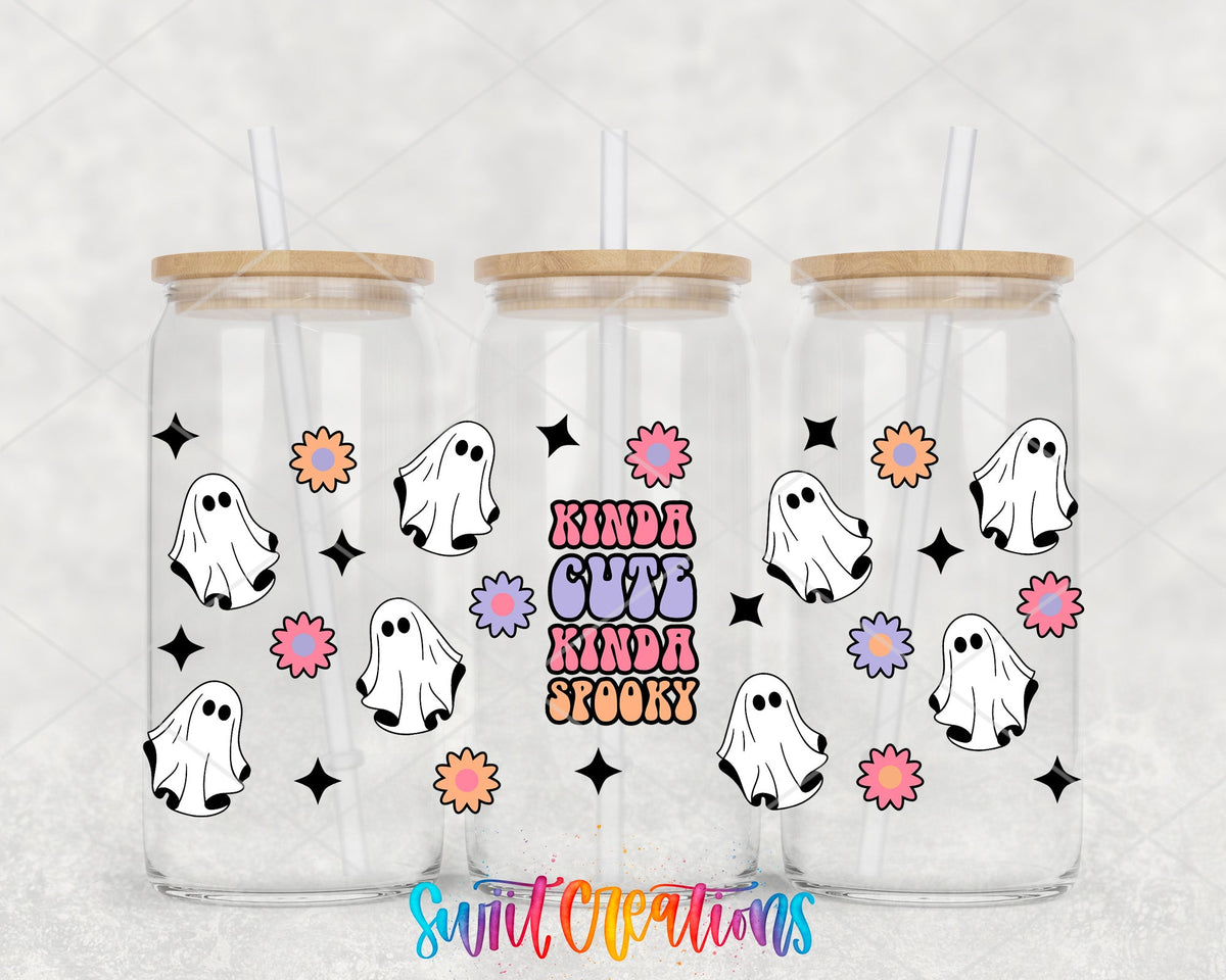 Kinda Cute Kinda Spooky Ghost UV DTF Transfer Tumbler Wrap | DTF125 - Swiit Creations