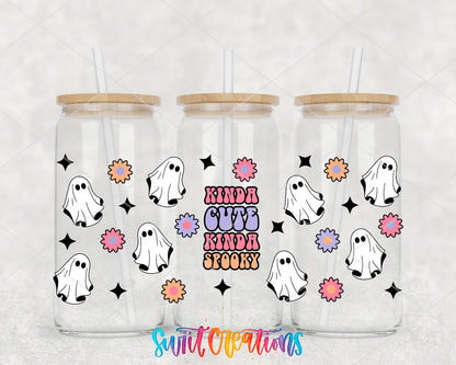 Kinda Cute Kinda Spooky Ghost UV DTF Transfer Tumbler Wrap | DTF125 - Swiit Creations