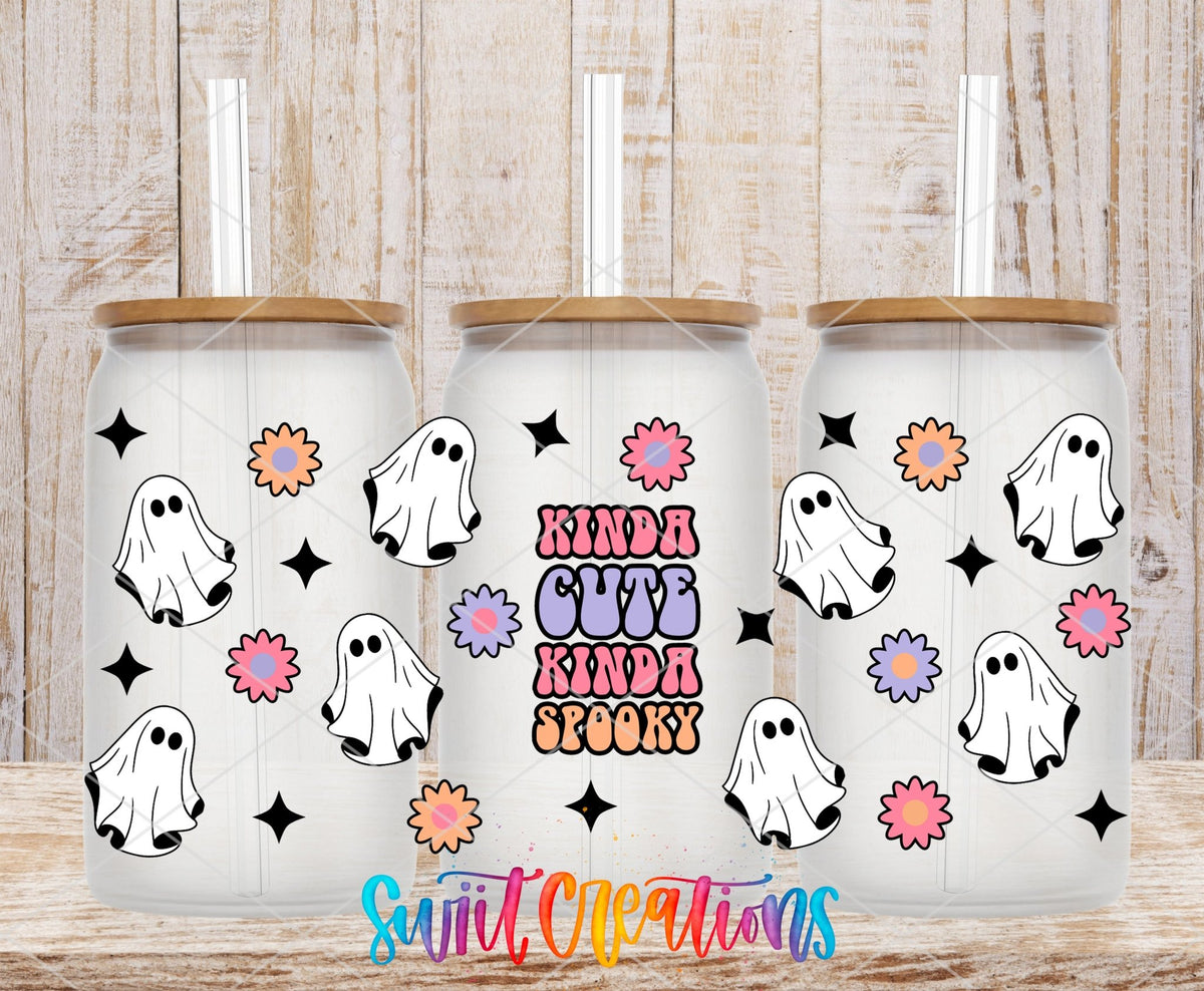Kinda Cute Kinda Spooky Ghost UV DTF Transfer Tumbler Wrap | DTF125 - Swiit Creations
