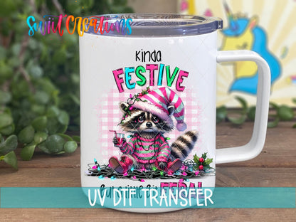 Kinda Festive But a Little Bit Feral UV DTF Cup Decal | UV970 - Swiit Creations