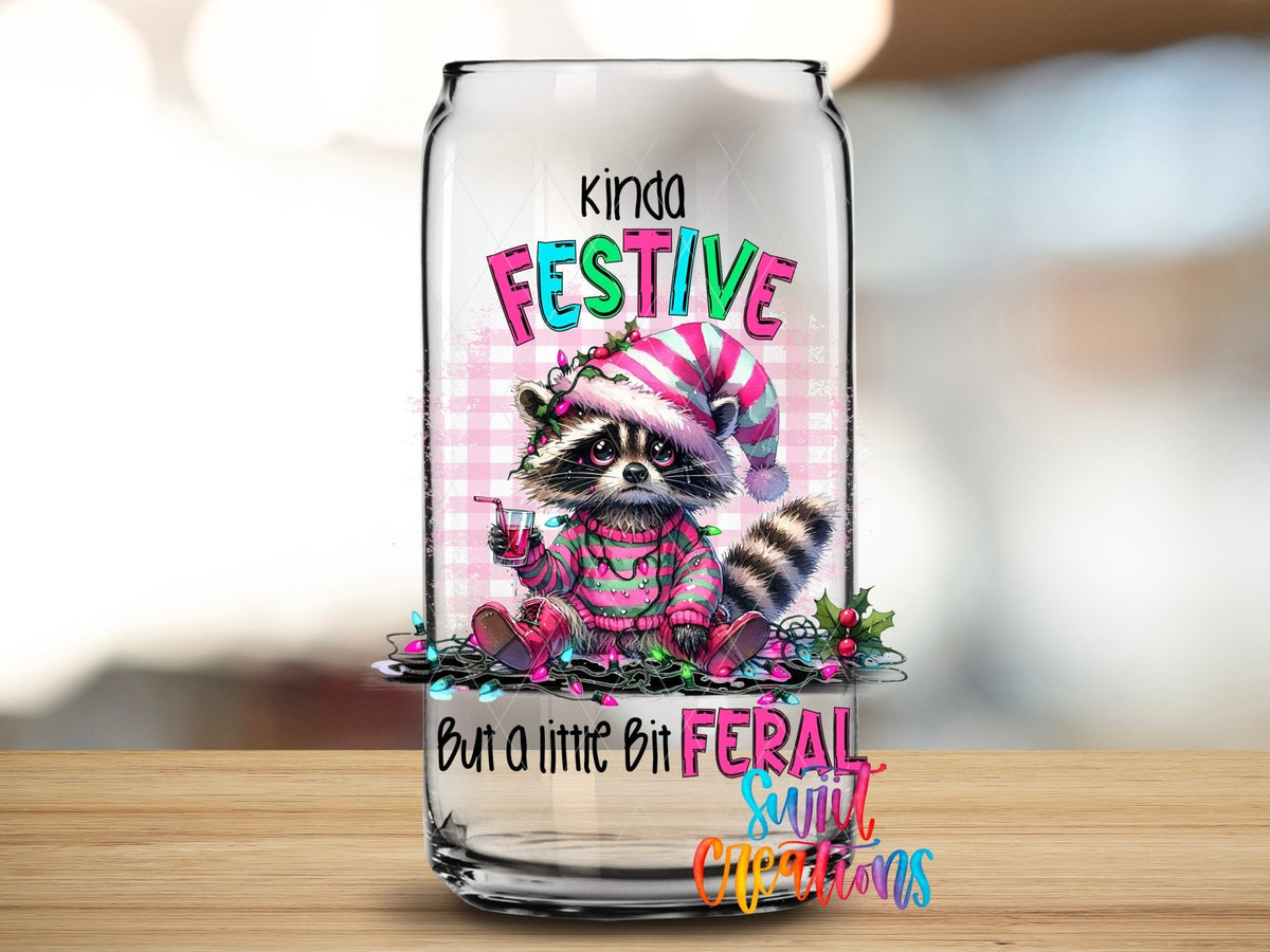 Kinda Festive But a Little Bit Feral UV DTF Cup Decal | UV970 - Swiit Creations