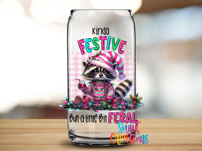 Kinda Festive But a Little Bit Feral UV DTF Cup Decal | UV970 - Swiit Creations