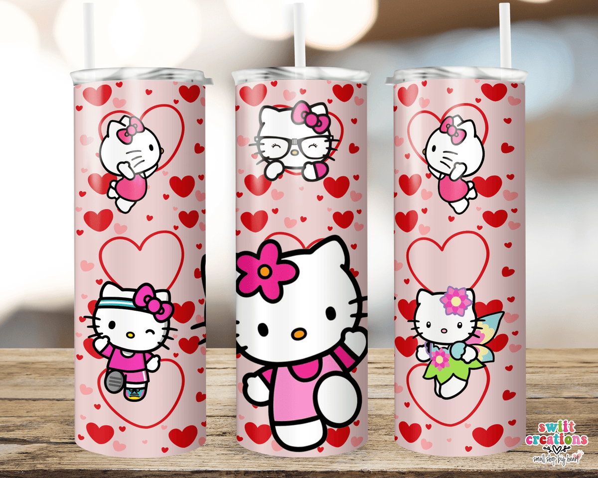 Kitty Hearts Tumbler (T386) - Swiit Creations