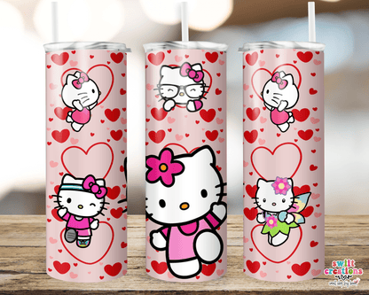 Kitty Hearts Tumbler (T386) - Swiit Creations
