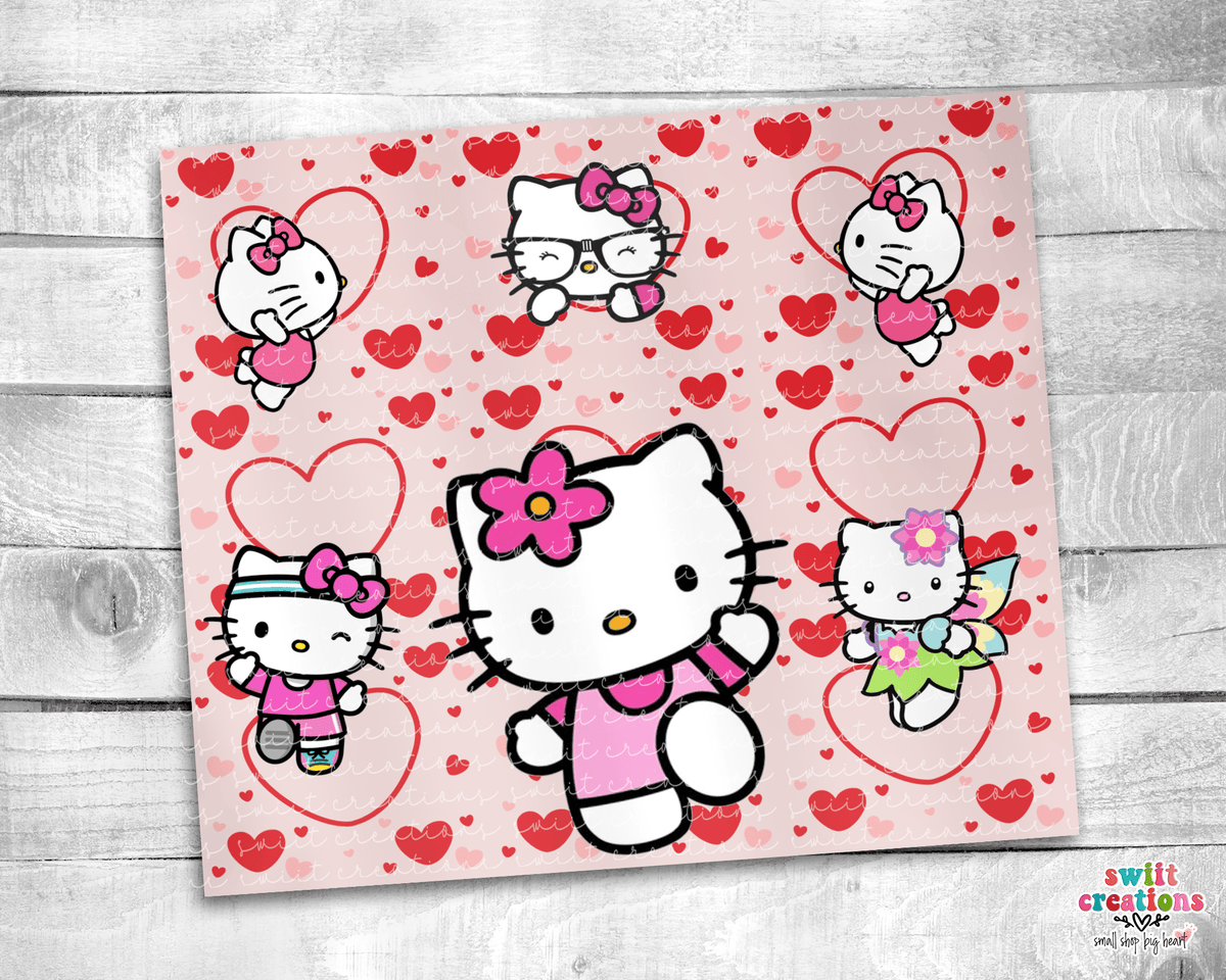 Kitty Hearts Tumbler (T386) - Swiit Creations