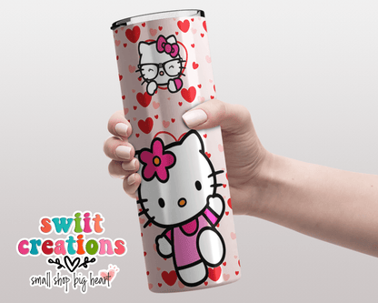 Kitty Hearts Tumbler (T386) - Swiit Creations