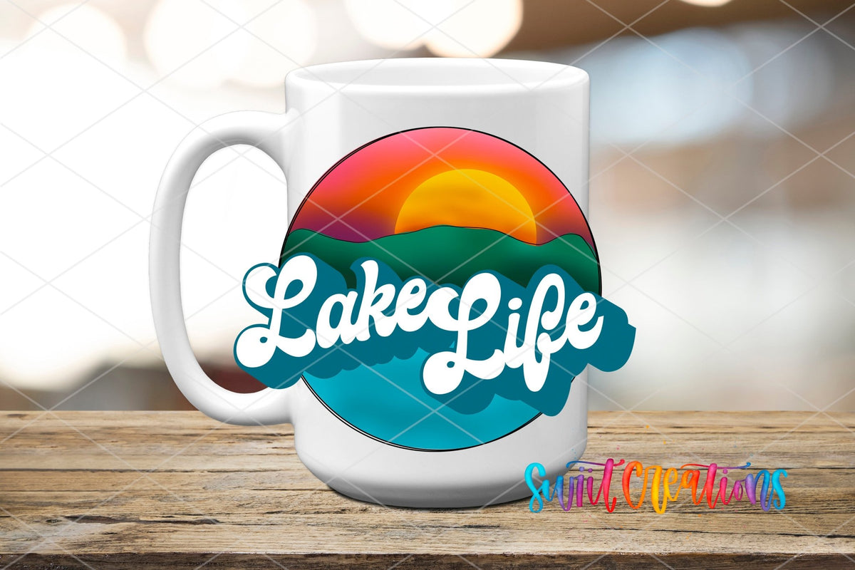 Lake Life UV DTF Decal | Retro Sunset Tumbler Wrap | Summer Vacation Glass Can Transfer | UV629 - Swiit Creations