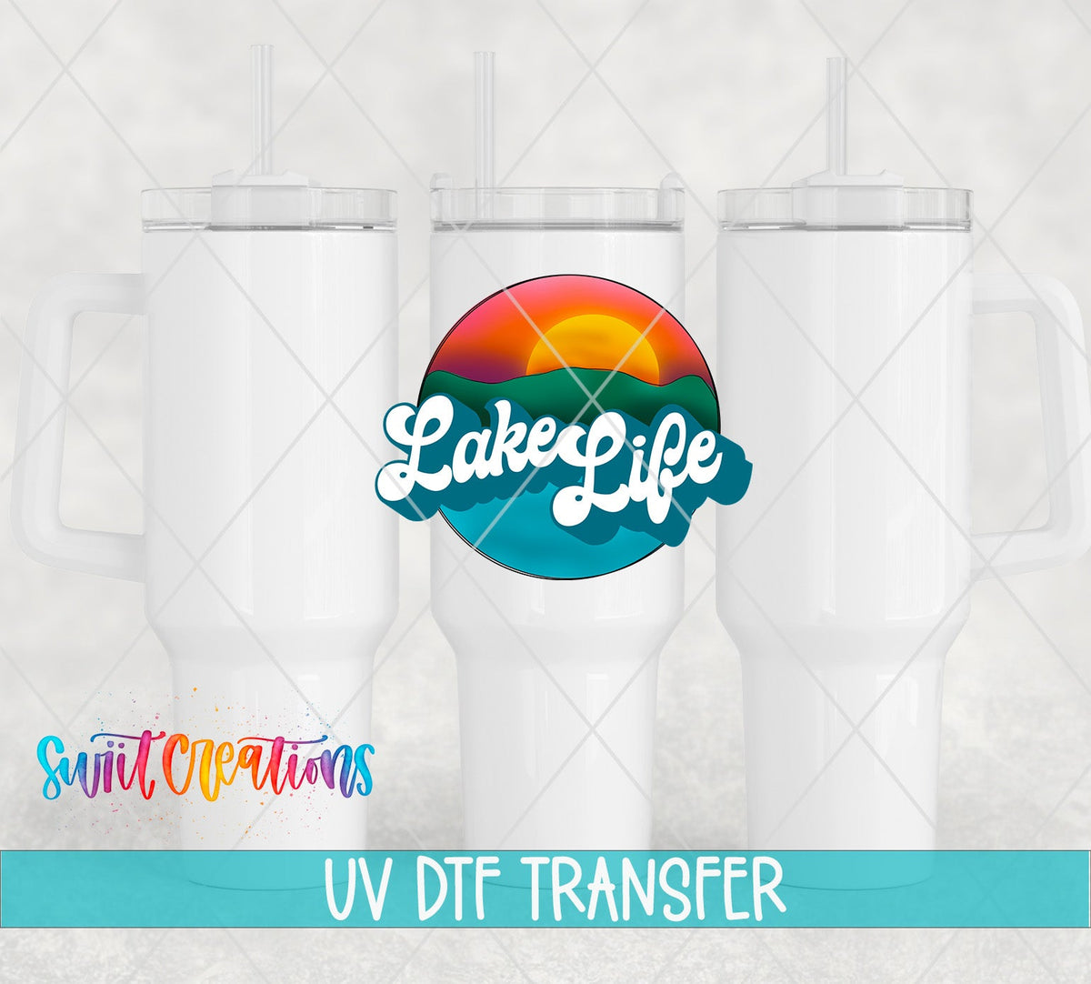 Lake Life UV DTF Decal | Retro Sunset Tumbler Wrap | Summer Vacation Glass Can Transfer | UV629 - Swiit Creations