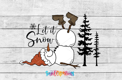 Let It Snow Snowman Winter UV DTF Decal | Christmas Tumbler Decal | UV1089 - Swiit Creations