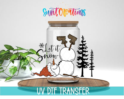 Let It Snow Snowman Winter UV DTF Decal | Christmas Tumbler Decal | UV1089 - Swiit Creations