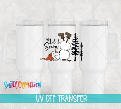 Let It Snow Snowman Winter UV DTF Decal | Christmas Tumbler Decal | UV1089 - Swiit Creations