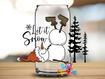 Let It Snow Snowman Winter UV DTF Decal | Christmas Tumbler Decal | UV1089 - Swiit Creations