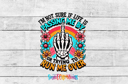 Life Is Passing Me By Motel Keychain UV DTF Transfer | Funny Skeleton Floral Design | MK1315 - Swiit Creations