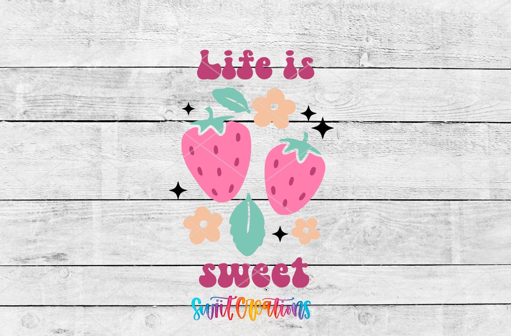 Life Is Sweet Strawberry Motel Keychain UV DTF Transfer | Cute Summer Fruit Decal | MK2067 - Swiit Creations