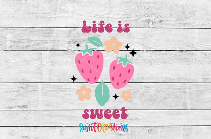 Life Is Sweet Strawberry Motel Keychain UV DTF Transfer | Cute Summer Fruit Decal | MK2067 - Swiit Creations