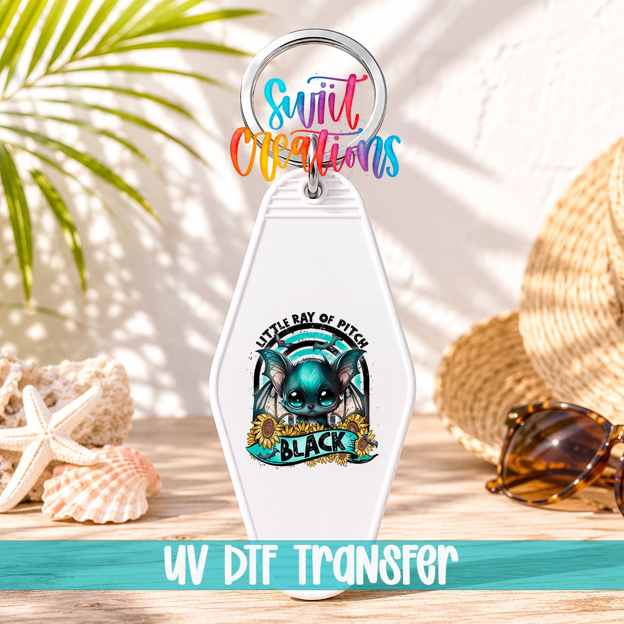 Little Ray Of Pitch Black Motel Keychain UV DTF Transfer | Cute Gothic Bat | MK1697 - Swiit Creations
