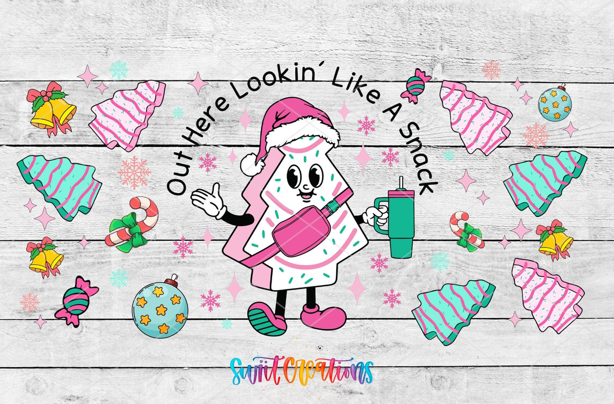 Looking Like A Snack UV DTF Transfer Tumbler Wrap | Pink Christmas Tree Cake | DTF176 - Swiit Creations