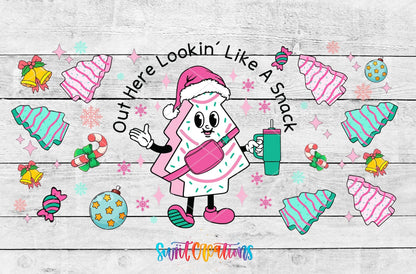Looking Like A Snack UV DTF Transfer Tumbler Wrap | Pink Christmas Tree Cake | DTF176 - Swiit Creations