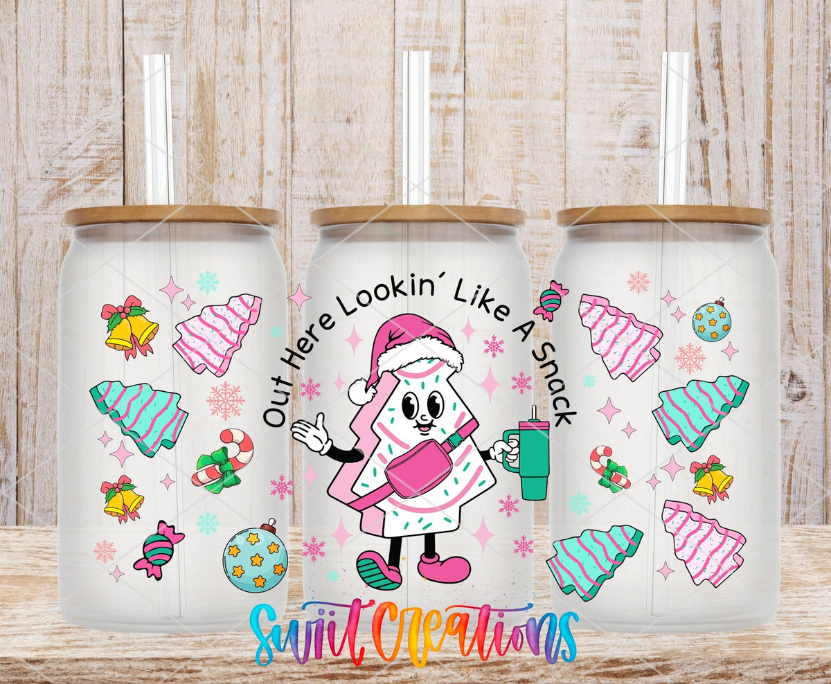Looking Like A Snack UV DTF Transfer Tumbler Wrap | Pink Christmas Tree Cake | DTF176 - Swiit Creations