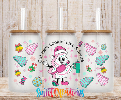 Looking Like A Snack UV DTF Transfer Tumbler Wrap | Pink Christmas Tree Cake | DTF176 - Swiit Creations