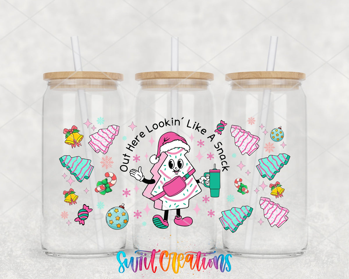 Looking Like A Snack UV DTF Transfer Tumbler Wrap | Pink Christmas Tree Cake | DTF176 - Swiit Creations