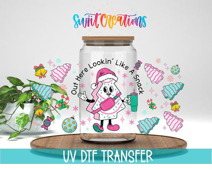 Looking Like A Snack UV DTF Transfer Tumbler Wrap | Pink Christmas Tree Cake | DTF176 - Swiit Creations