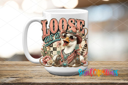 Loose as a Goose Western Glam UV DTF Transfer | Funny Cowgirl Goose Drinkware Design | UV2080 - Swiit Creations