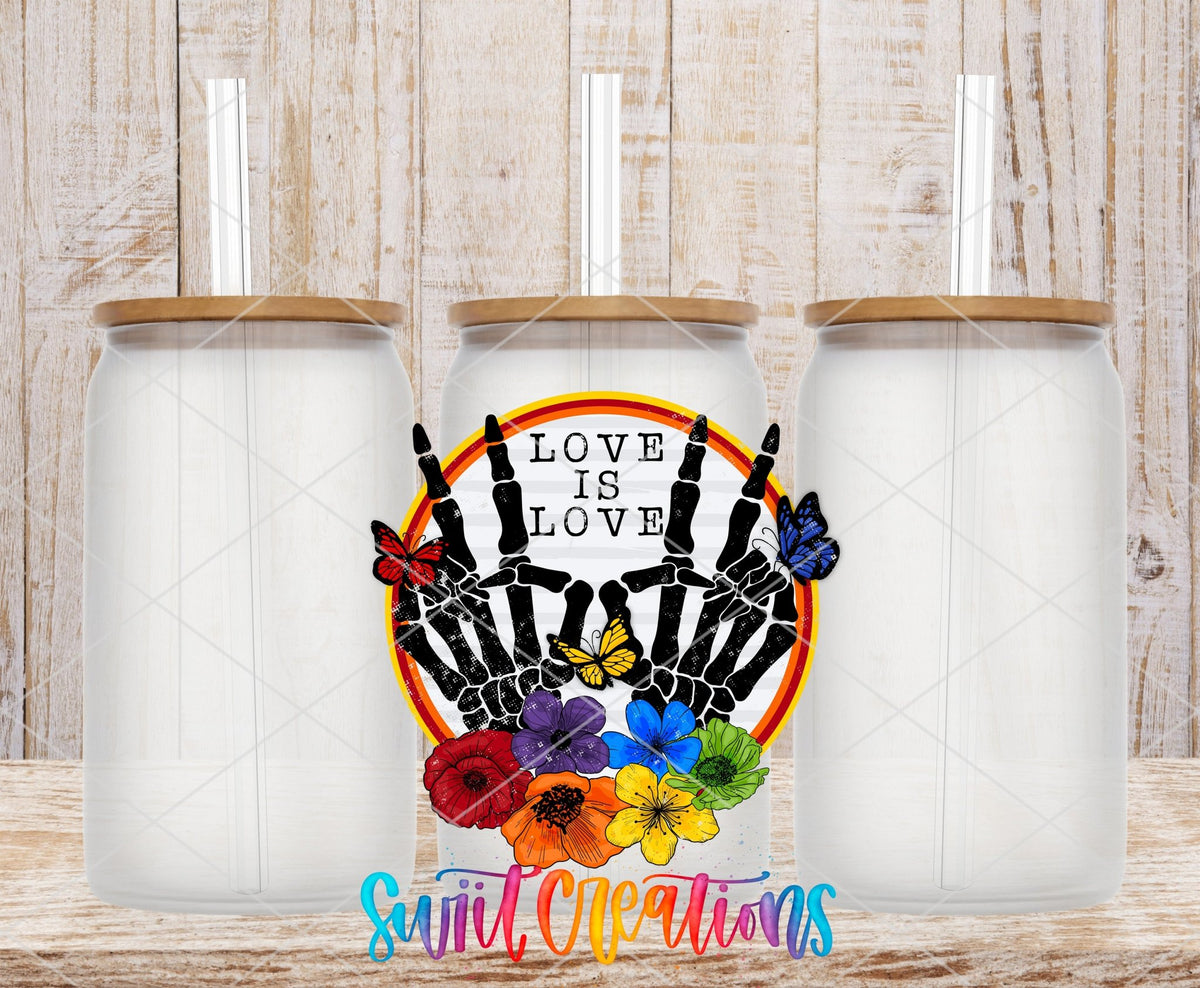 Love Is Love Rainbow Skeleton Hands UV DTF Cup Decal | UV488 - Swiit Creations