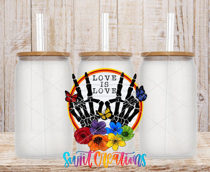 Love Is Love Rainbow Skeleton Hands UV DTF Cup Decal | UV488 - Swiit Creations
