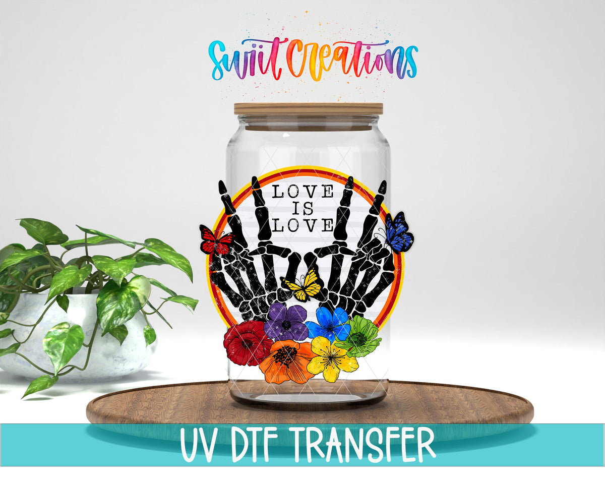 Love Is Love Rainbow Skeleton Hands UV DTF Cup Decal | UV488 - Swiit Creations