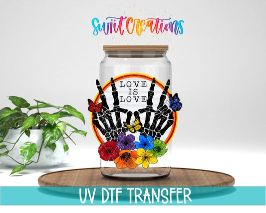 Love Is Love Rainbow Skeleton Hands UV DTF Cup Decal | UV488 - Swiit Creations