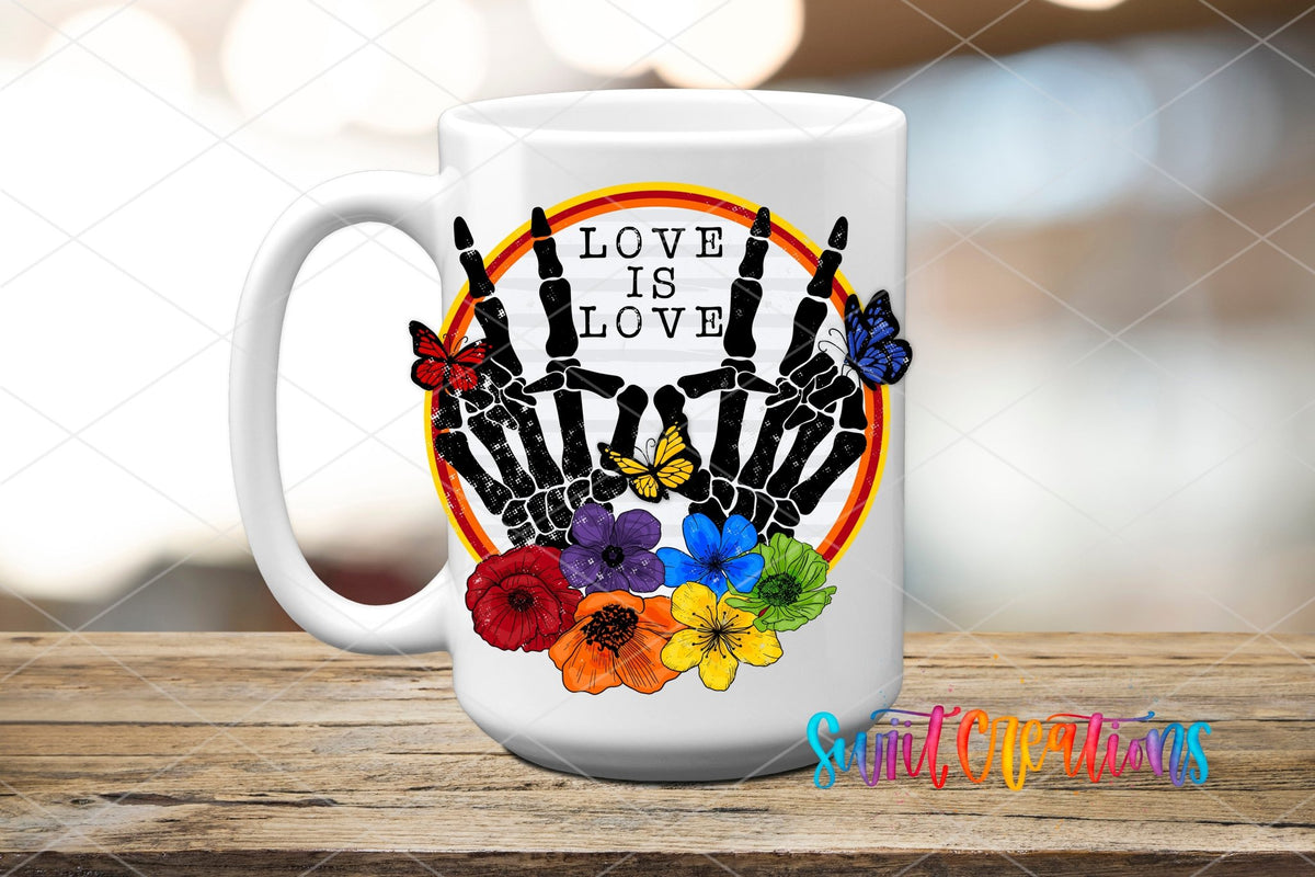 Love Is Love Rainbow Skeleton Hands UV DTF Cup Decal | UV488 - Swiit Creations