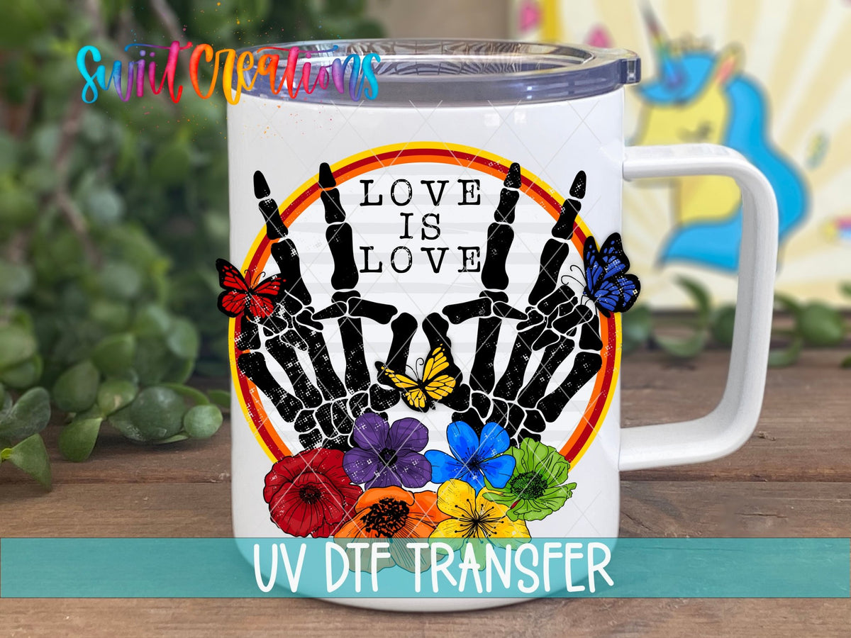 Love Is Love Rainbow Skeleton Hands UV DTF Cup Decal | UV488 - Swiit Creations