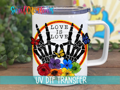 Love Is Love Rainbow Skeleton Hands UV DTF Cup Decal | UV488 - Swiit Creations
