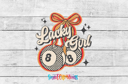 Lucky Girl UV DTF transfer shown as a full artwork preview from Swiit Creations