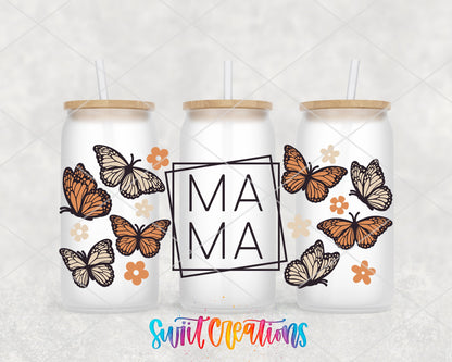 Mama Butterfly UV DTF Transfer Tumbler Wrap | Orange Cream Floral | DTF014 - Swiit Creations