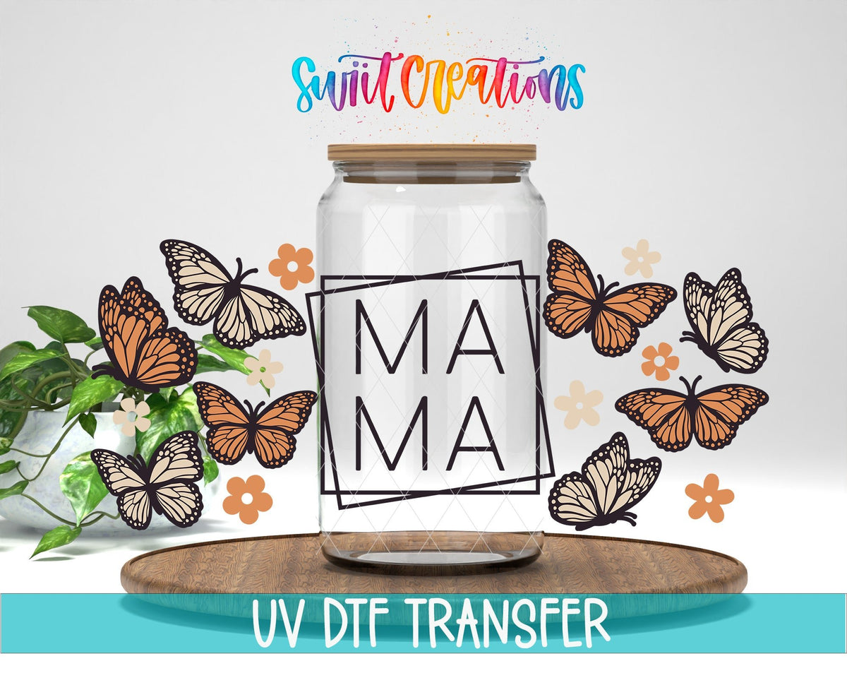 Mama Butterfly UV DTF Transfer Tumbler Wrap | Orange Cream Floral | DTF014 - Swiit Creations