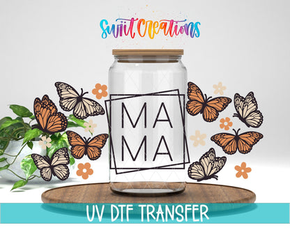 Mama Butterfly UV DTF Transfer Tumbler Wrap | Orange Cream Floral | DTF014 - Swiit Creations