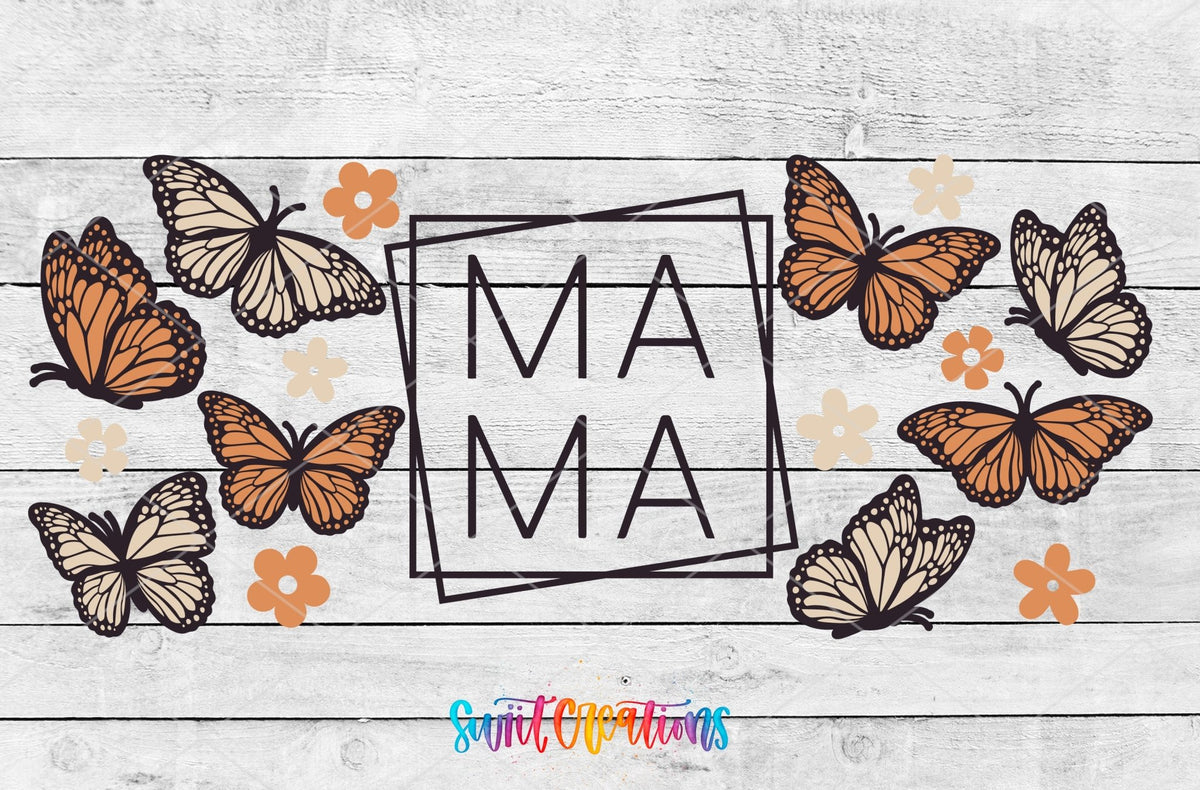 Mama Butterfly UV DTF Transfer Tumbler Wrap | Orange Cream Floral | DTF014 - Swiit Creations