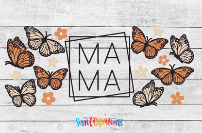 Mama Butterfly UV DTF Transfer Tumbler Wrap | Orange Cream Floral | DTF014 - Swiit Creations