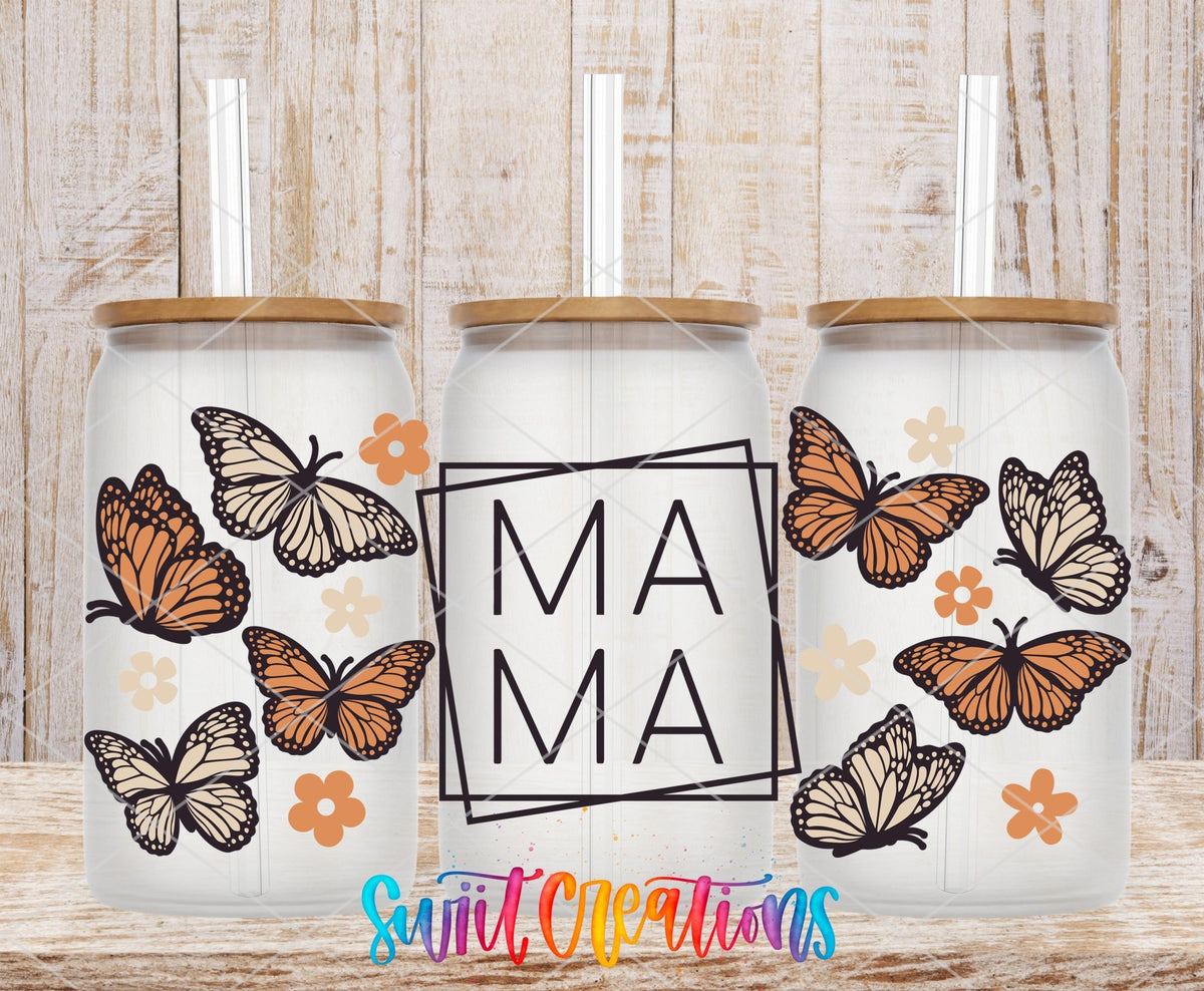 Mama Butterfly UV DTF Transfer Tumbler Wrap | Orange Cream Floral | DTF014 - Swiit Creations