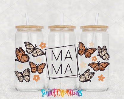 Mama Butterfly UV DTF Transfer Tumbler Wrap | Orange Cream Floral | DTF014 - Swiit Creations