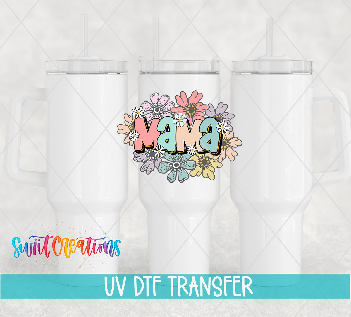 Mama Floral Pastel UV DTF Cup Decal | UV619 - Swiit Creations