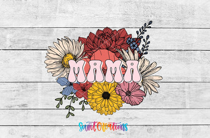 Mama Floral UV DTF Decal | Retro Flower Tumbler Wrap | Colorful Mama Glass Can Transfer | UV620 - Swiit Creations