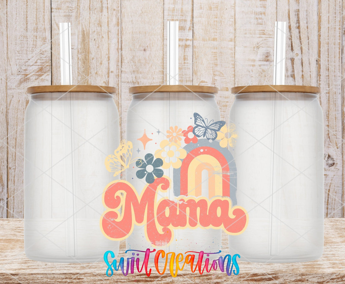 Mama Rainbow Floral UV DTF Cup Decal | UV704 - Swiit Creations