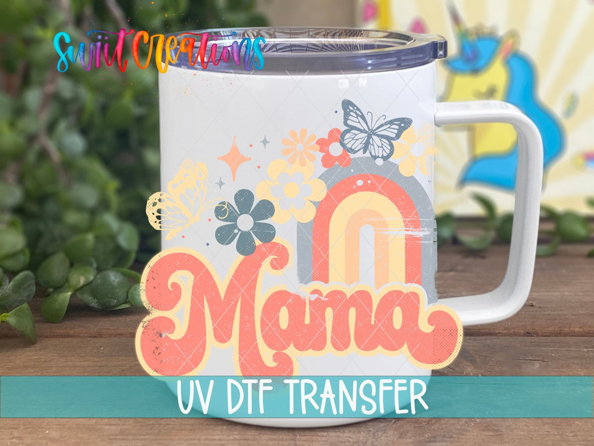 Mama Rainbow Floral UV DTF Cup Decal | UV704 - Swiit Creations